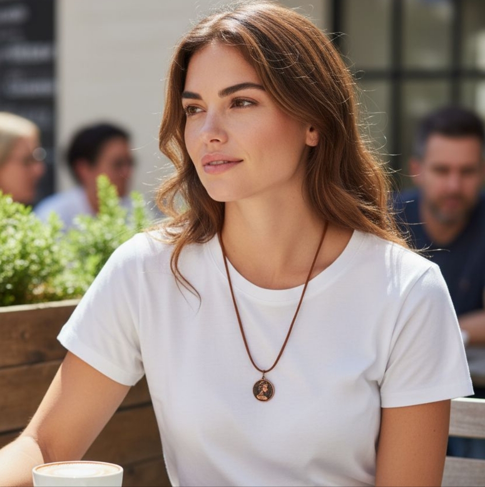 Suede Cord Medallion Necklace Brown Copper Coin New Age Grunge 90s 1990s Retro